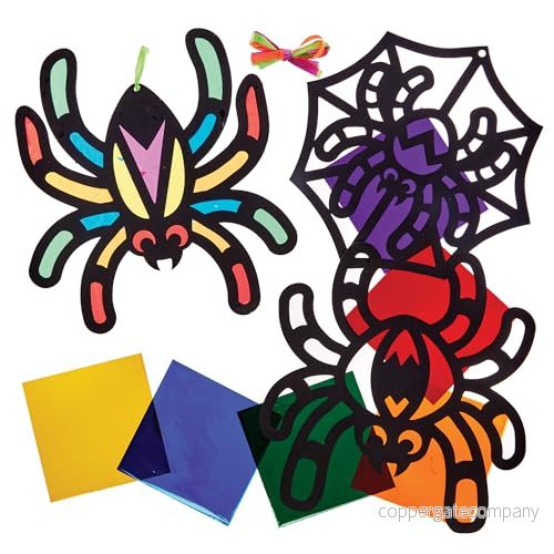 Baker Ross FX627 dekorationskit med spindel i färgat glas 6 pack, för Halloween barn 5063067005376