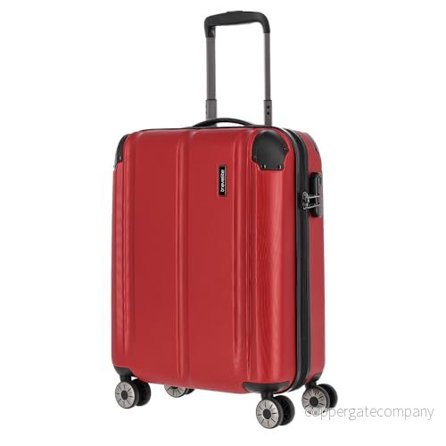 Travelite City 4w Trolley, röd, 55 cm (Trolley S), 4 hjuls handbagage hårt skal vagn med skyddande hörn 4027002085121