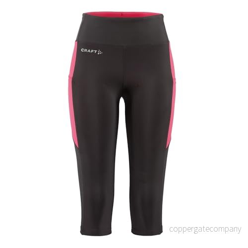 CraftADV Essence Capri tights 2 sportleggings dam XS Slate Fuchsia sportbyxor med extra bred linning dragsko återvunnen polyester för kvinnor nyckelficka 7318574064872