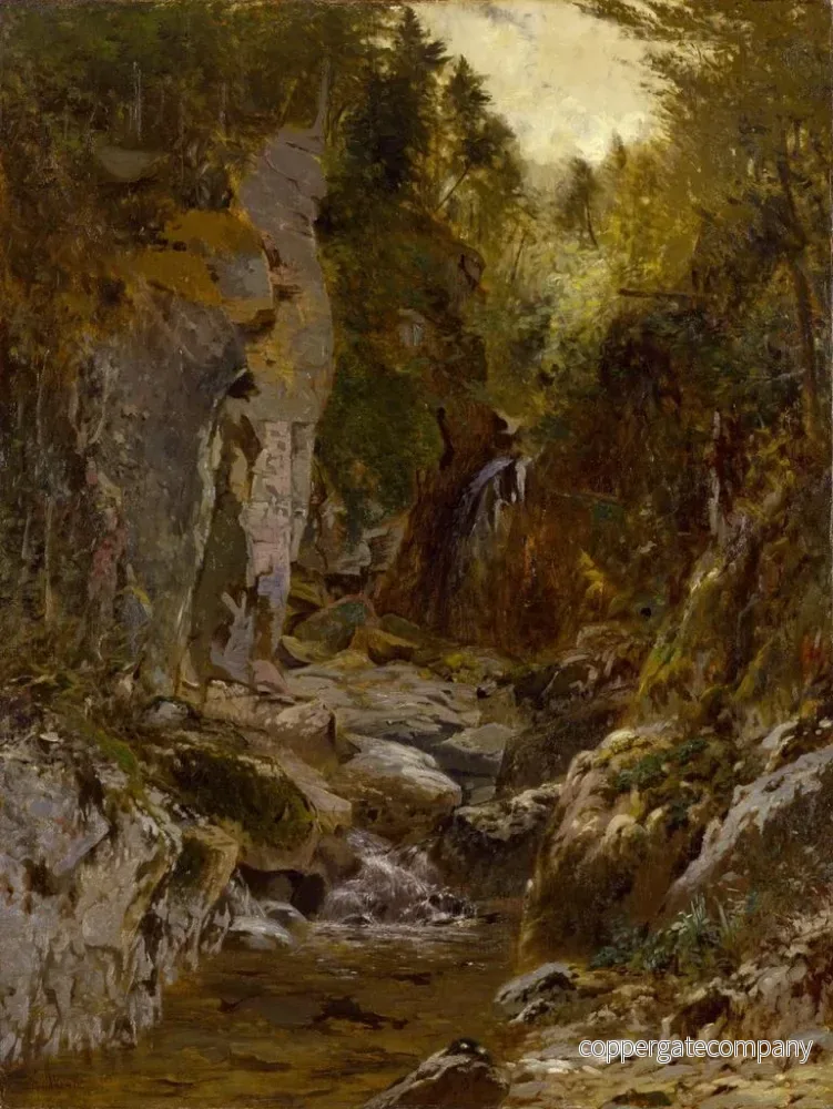 Målning La rivière Opalescente Flume Adirondacks - Alexander Helwig Wyant - Bild 2