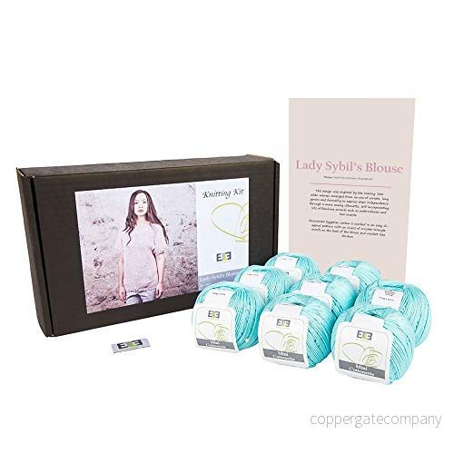 DesignEtte Lady Sybils vuxna stickningskit 100 procent merceriserad egyptisk bomull ull garn bollar och mönster i en uppsättning nybörjare starthantverk pack låda 50 g 127 m/5 lager tuggummiblå, M 701851986443