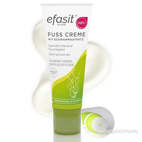 efasit fotkräm med svampfäste, 75 ml för torra fötter applikator, applicering utan klibbiga händer, absorberar snabbt, hydrolotion urea, aloe vera och avokadoolja 4006647927379