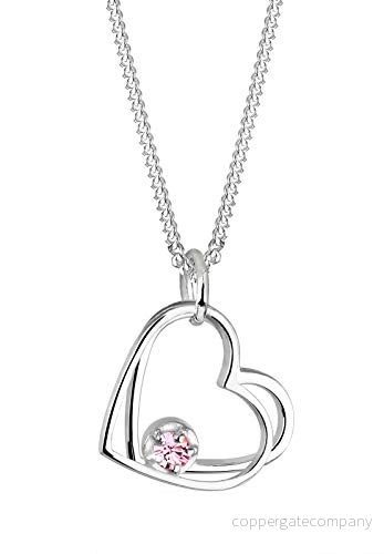 Elli Halsband damer hjärta hänge symbol kärlek solitär med blå kristall i 925 sterlingsilver, En Storlek 4050878409715