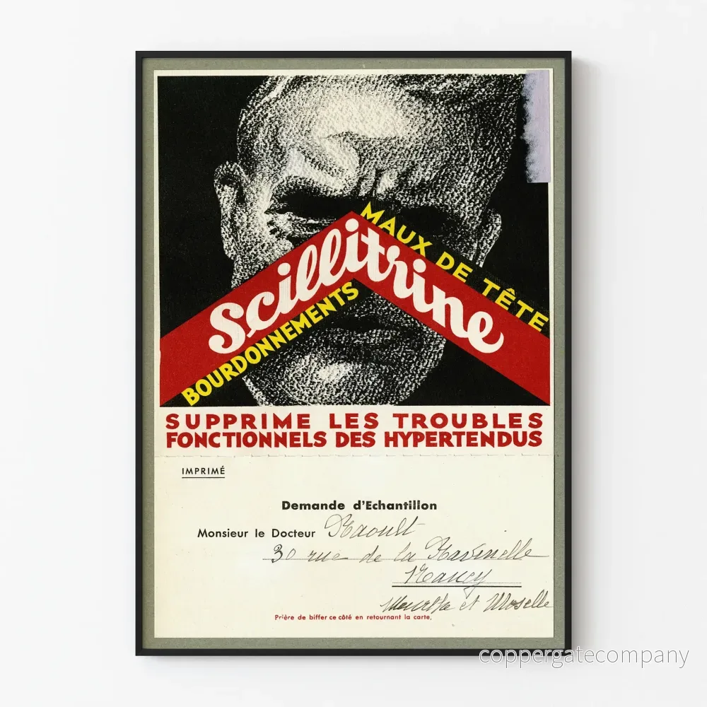 Vintage reklamposter för Scillittrine – Retro medicinsk väggdekoration Vintage reklamposter för Scillittrine – Retro medicinsk väggdekoration
