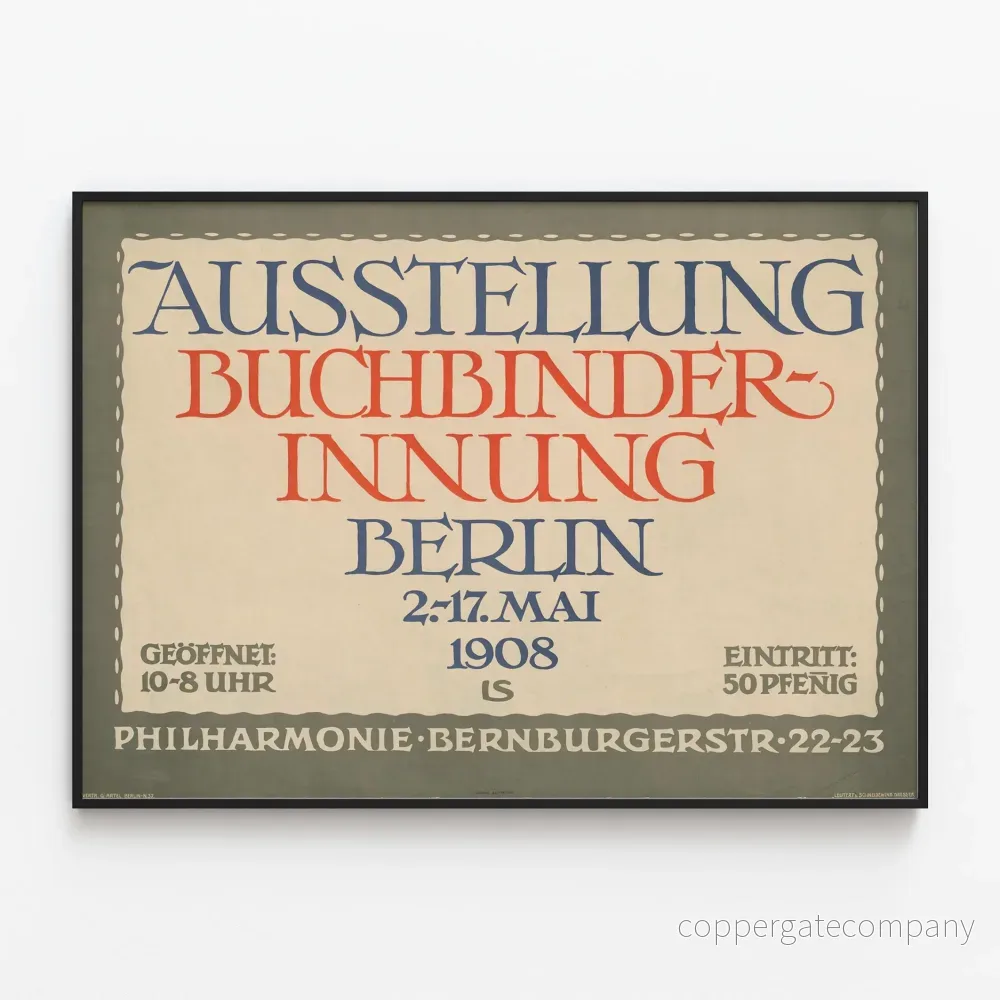 Gammal poster för utställning av Buchbinderinnung Berlin 1908 Gammal poster för utställning av Buchbinderinnung Berlin 1908