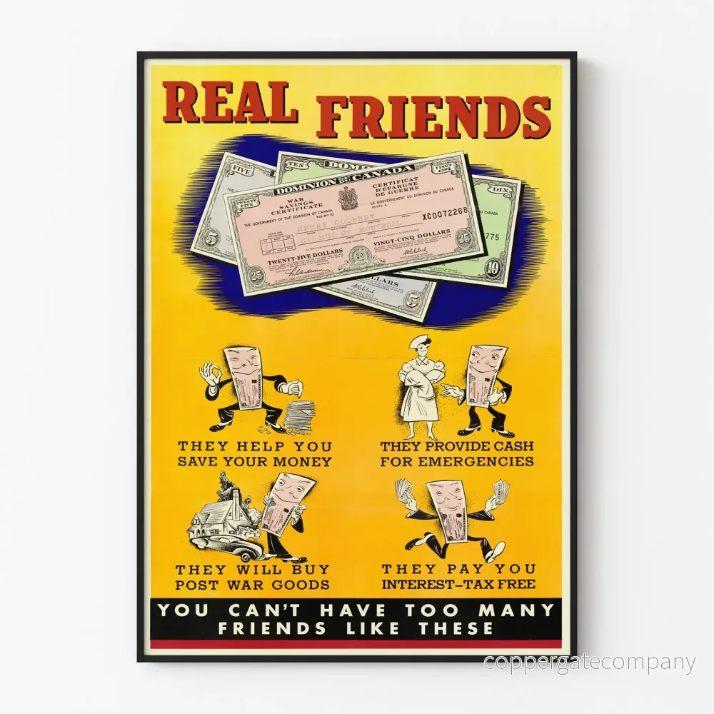 Vintageposter Real Friends - Kanadensiskt krigsbesparingsprogram