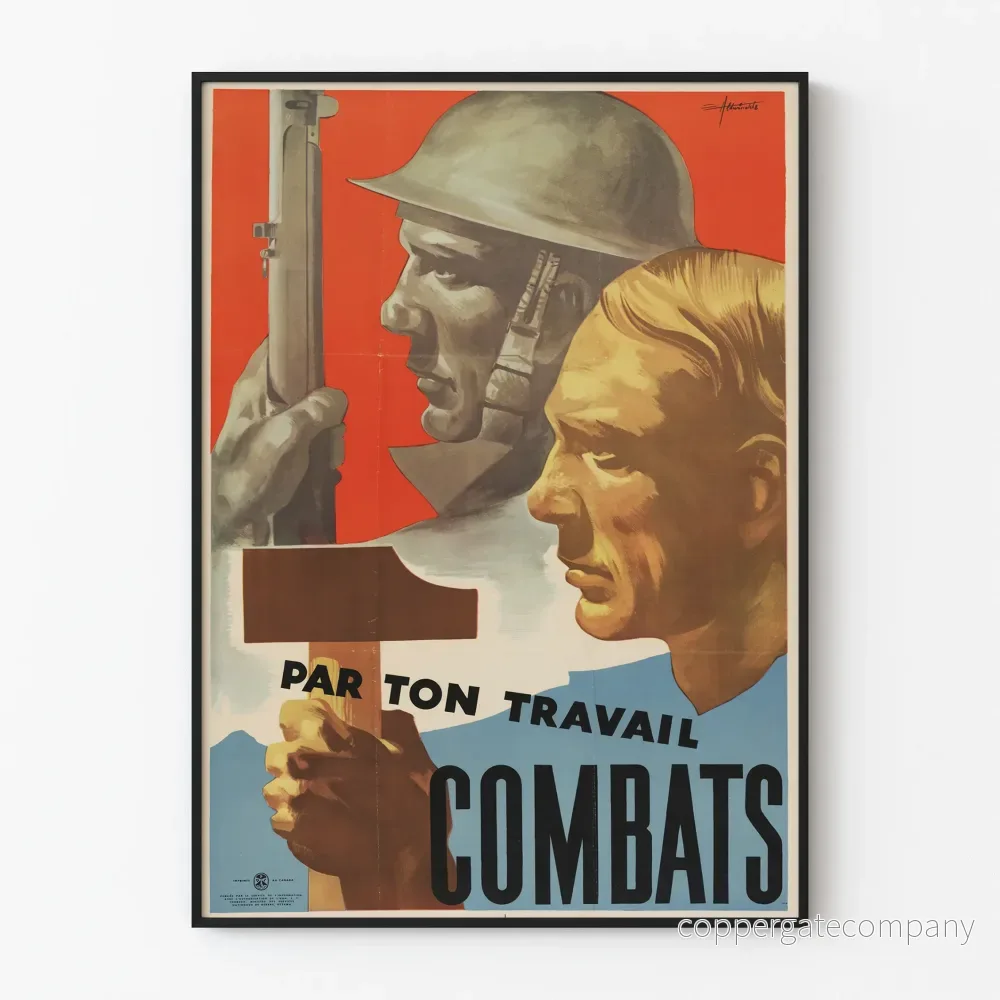 Vintageposter av Ton Travail Combats - Engagerad väggdekoration