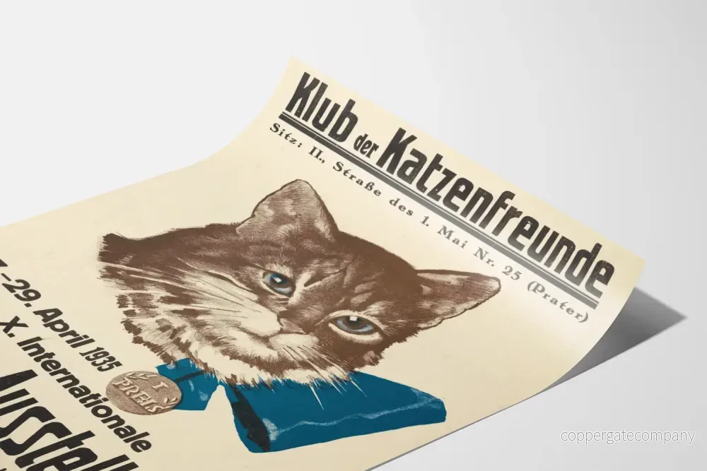 Vintageaffisch för internationell kattutställning 1935 väggdekoration - Bild 3