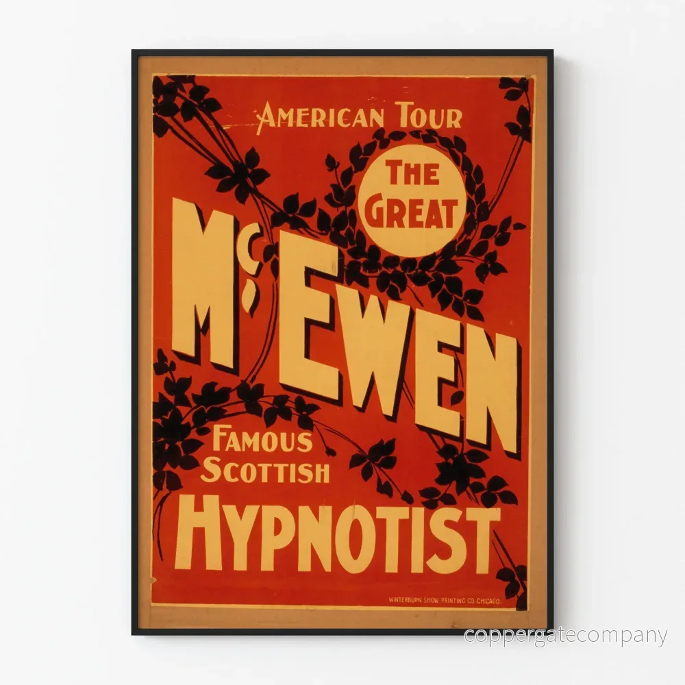 Vintageposter av The Great McEwen, den skotska hypnotisören