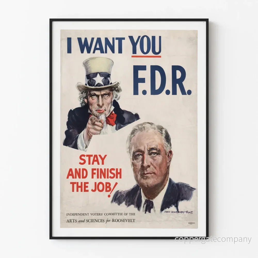 Vintageposter I Want You F.D.R. för väggdekoration