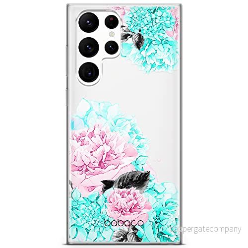 ERT GROUP mobiltelefonfodral för Samsung S22 ULTRA originalt och officiellt licensierat Babaco mönster Flowers 002 optimalt anpassad till formen på mobiltelefonen, gedeeltelijk transparant 5904805385308