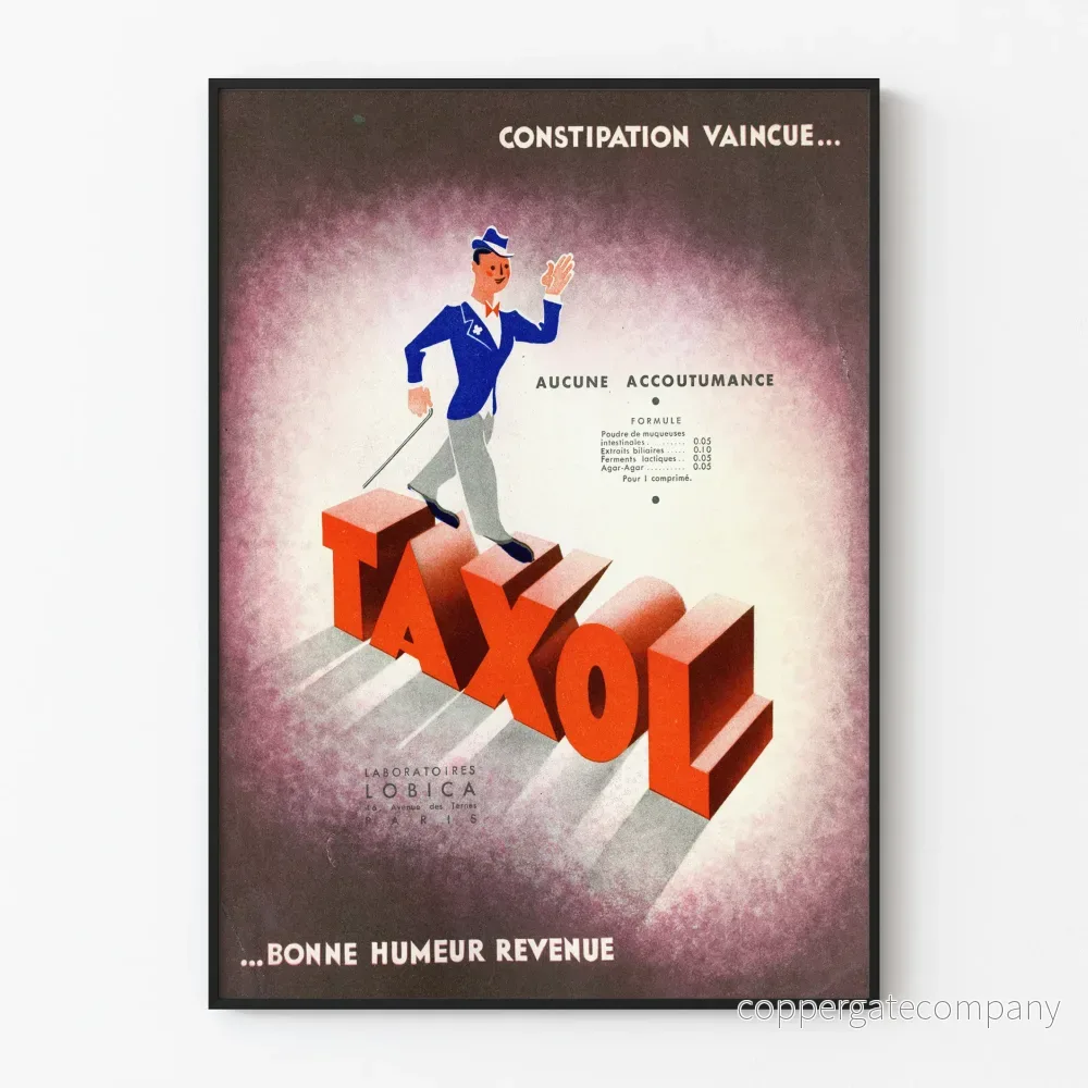 Vintageposter TAXOL - Väggdekoration för hälsoreklam