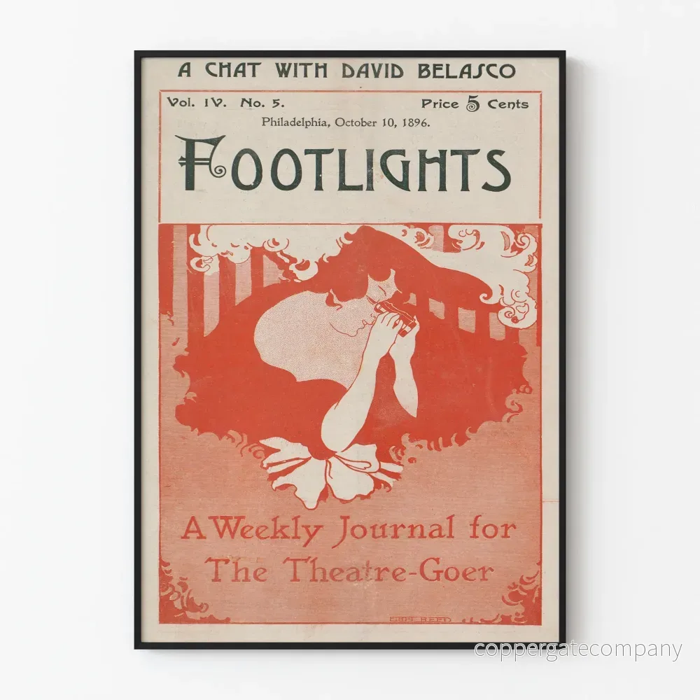 Vintageaffisch teater Footlights Philadelphia 1896