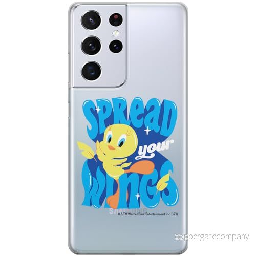 ERT GROUP mobiltelefonfodral för Samsung S21 ULTRA originalt och officiellt licensierat Looney Tunes mönster Tweety 014 optimalt anpassad till formen på mobiltelefonen, gedeeltelijk transparant 5905795096618