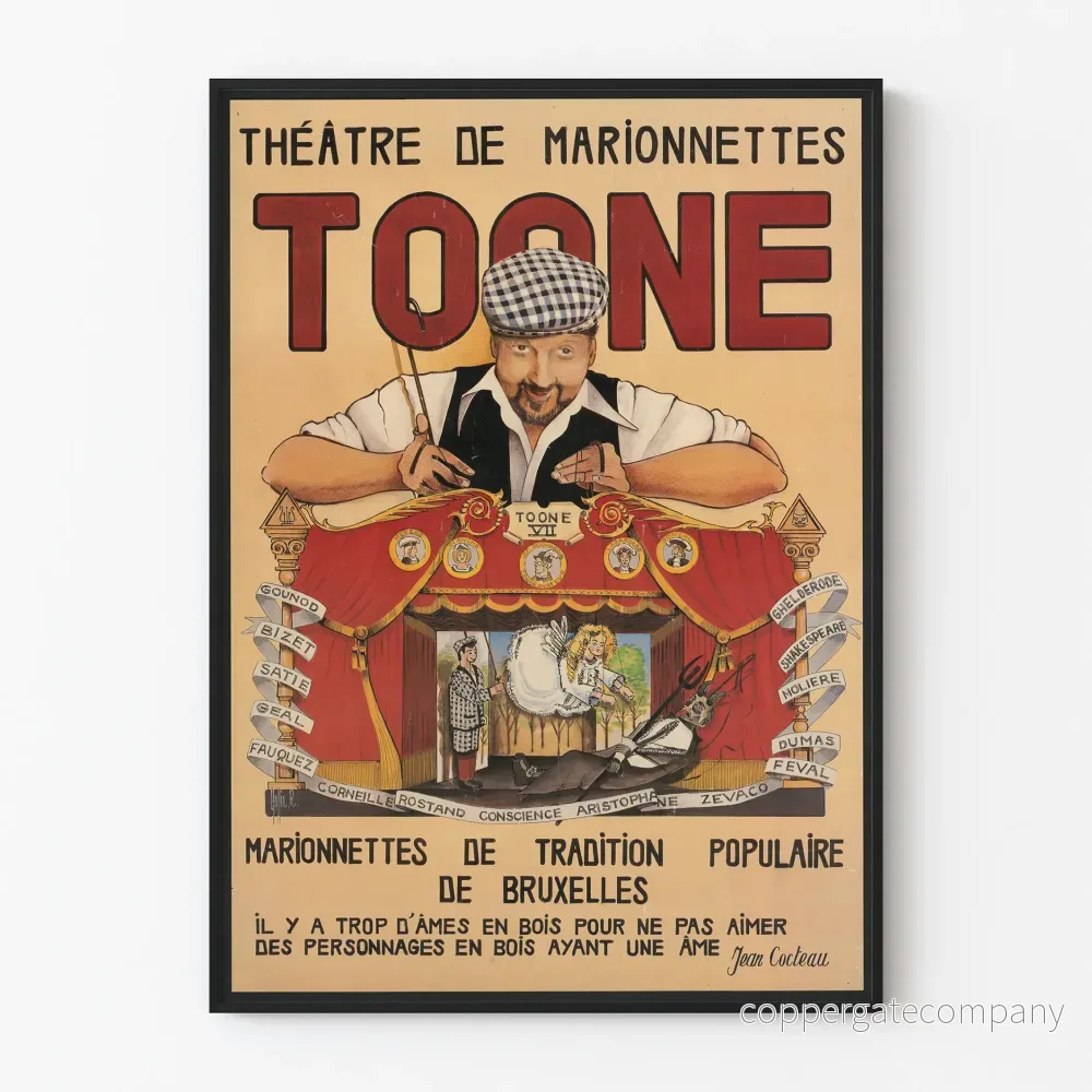Teaterdocka Toone – Vintage väggdekor Bruxelles