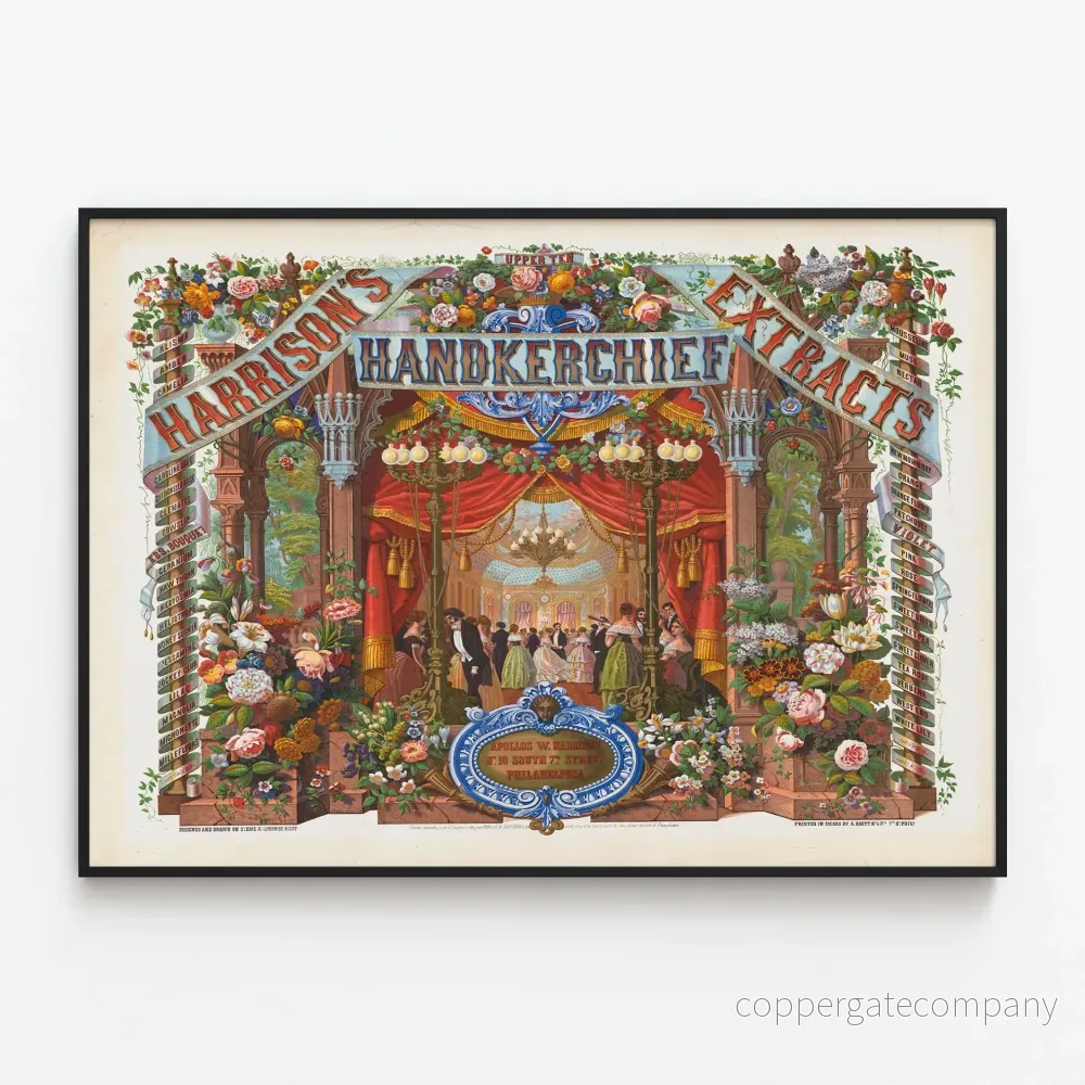 Vintage dekorativ poster Harrison's Handkerchief Extracts