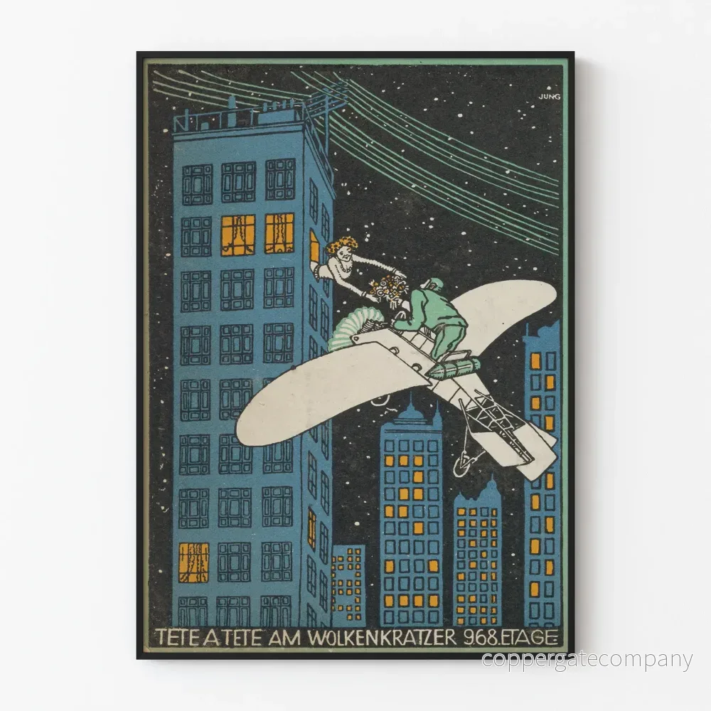 Väggdekorationsposter Tête-à-tête på 968:e våningen i ett skyskrapa