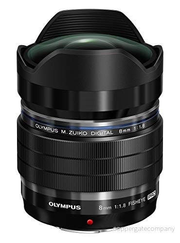 Olympus M.Zuiko Digital ED 8 mm F1.8 PRO objektiv, snabb fast brännvidd, lämplig för alla MFT kameror (Olymus OM D och PEN modeller, Panasonic G serien), svart 4545350047900