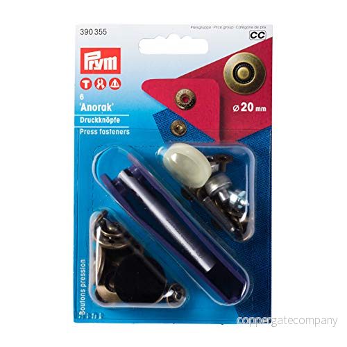 Prym Anorak Mässing Old (20mm) Icke Sy Tryckknapp 6 Bitar 4002273903558