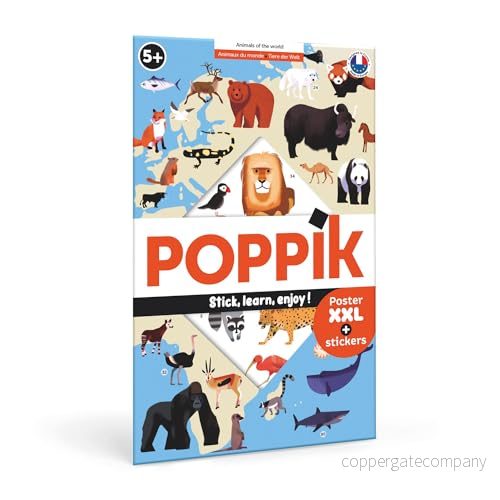 POPPIK Klistermärke bok Djur of the World affisch för barn kul, pedagogisk kit 3760262410517