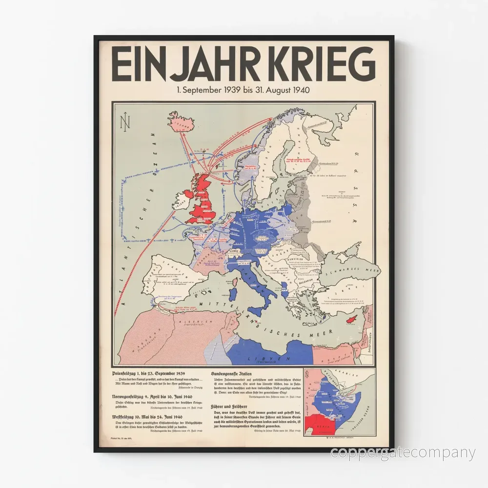 Historisk kartposterserie - Ett års krig i Europa 1939-1940
