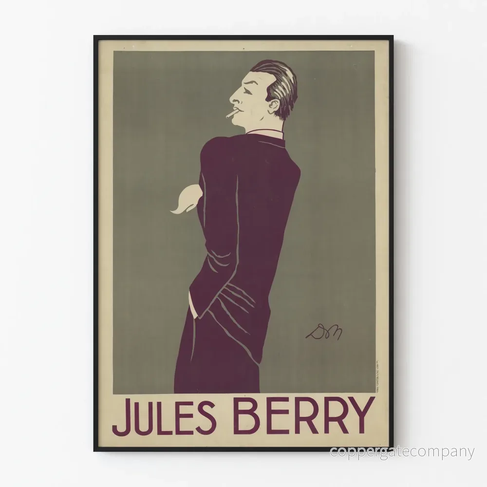 Vintage porträttposter av Jules Berry cigarr väggdekoration