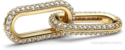 PANDORA ME Pavé Doppelter Styling-Link aus 14 Karat vergoldetem Metall mit Cubic Zirkonia, Ausschließlich Kompatibel ME, Höhe: 8,2mm, 769660C01 5700303007281