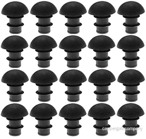 cyclingcolors 20 x Rund halv sfärisk plasthylsa för hål Ø 7,5 till 9 mm fotskydd, möbelkudde, 15,5 svart 3666690044662