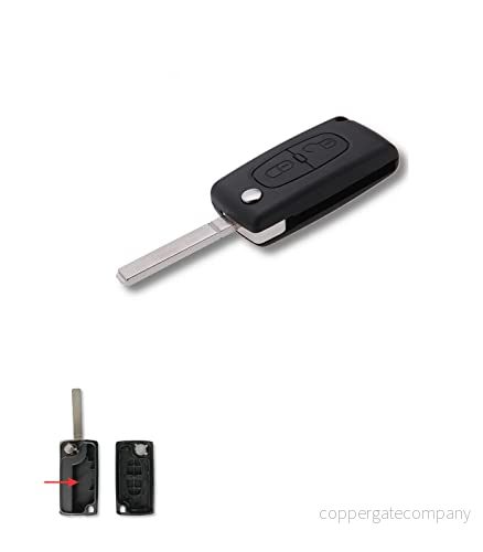 1neiSmartech Fjärrkontrollnyckelskal och blad 2 knappar Kompatibel med Citroen C1 C2 C3 C4 C5 Blade V1 Skal Fack Cover Batteri på elektronikkort CE0523 3002688801815