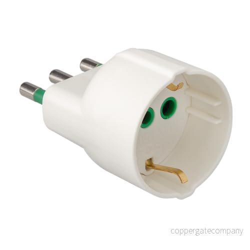 Ekon adapter för italiensk tysk kontakt, 16A 16A, tillverkad i Italien, vit 8018417435720