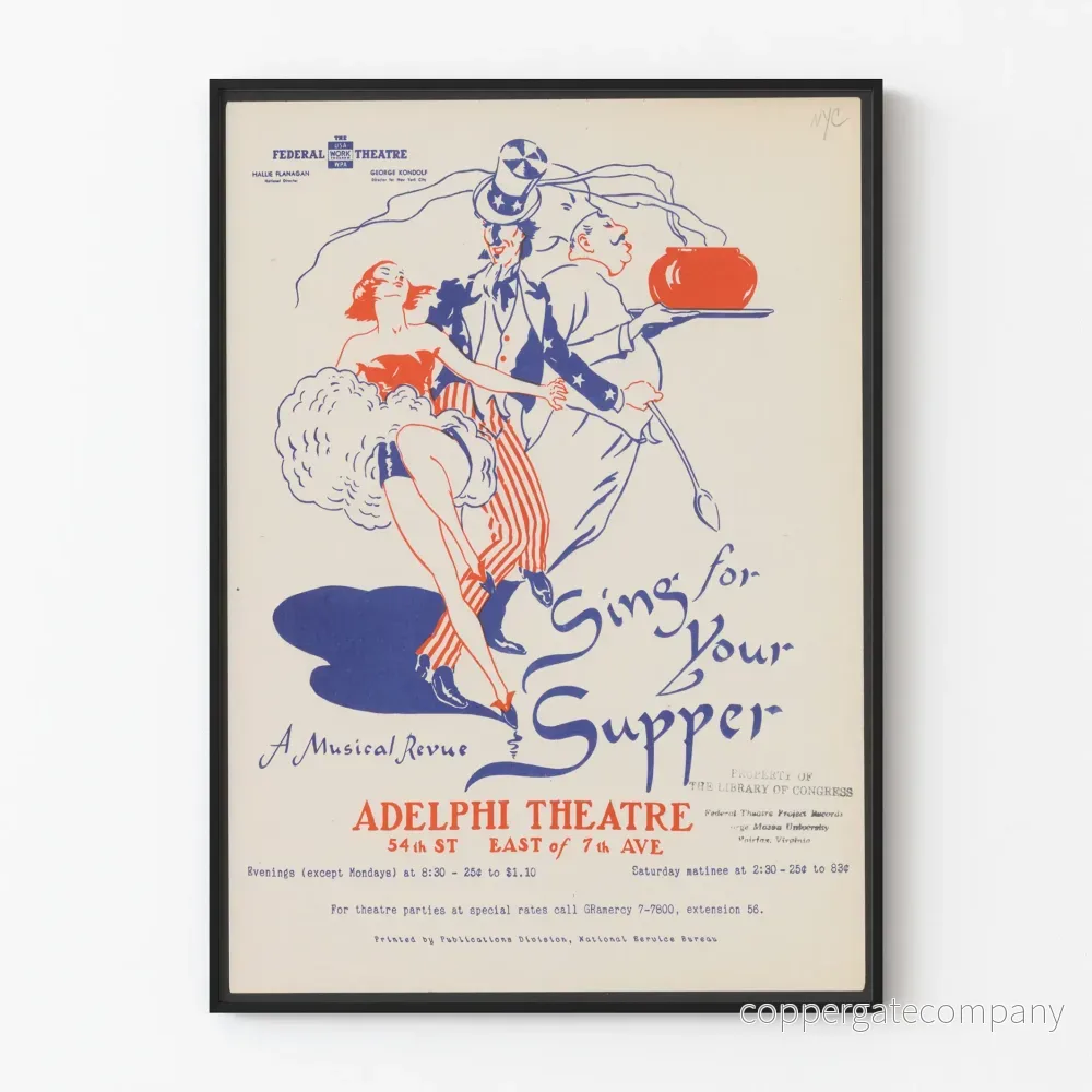 Vintageaffisch för teatermusikal "Sing for Your Supper"
