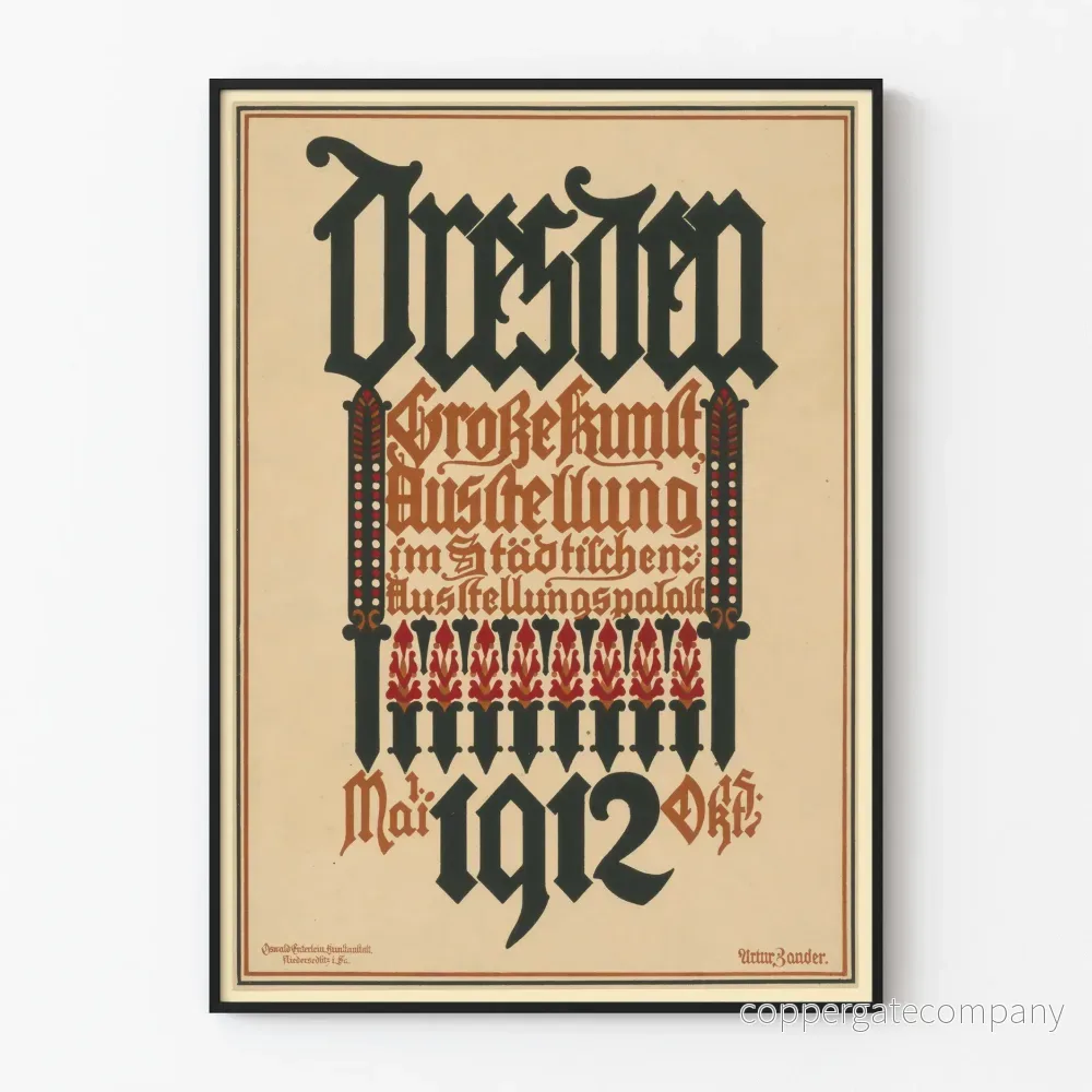 Vintageposter Dresden 1912 konstutställning