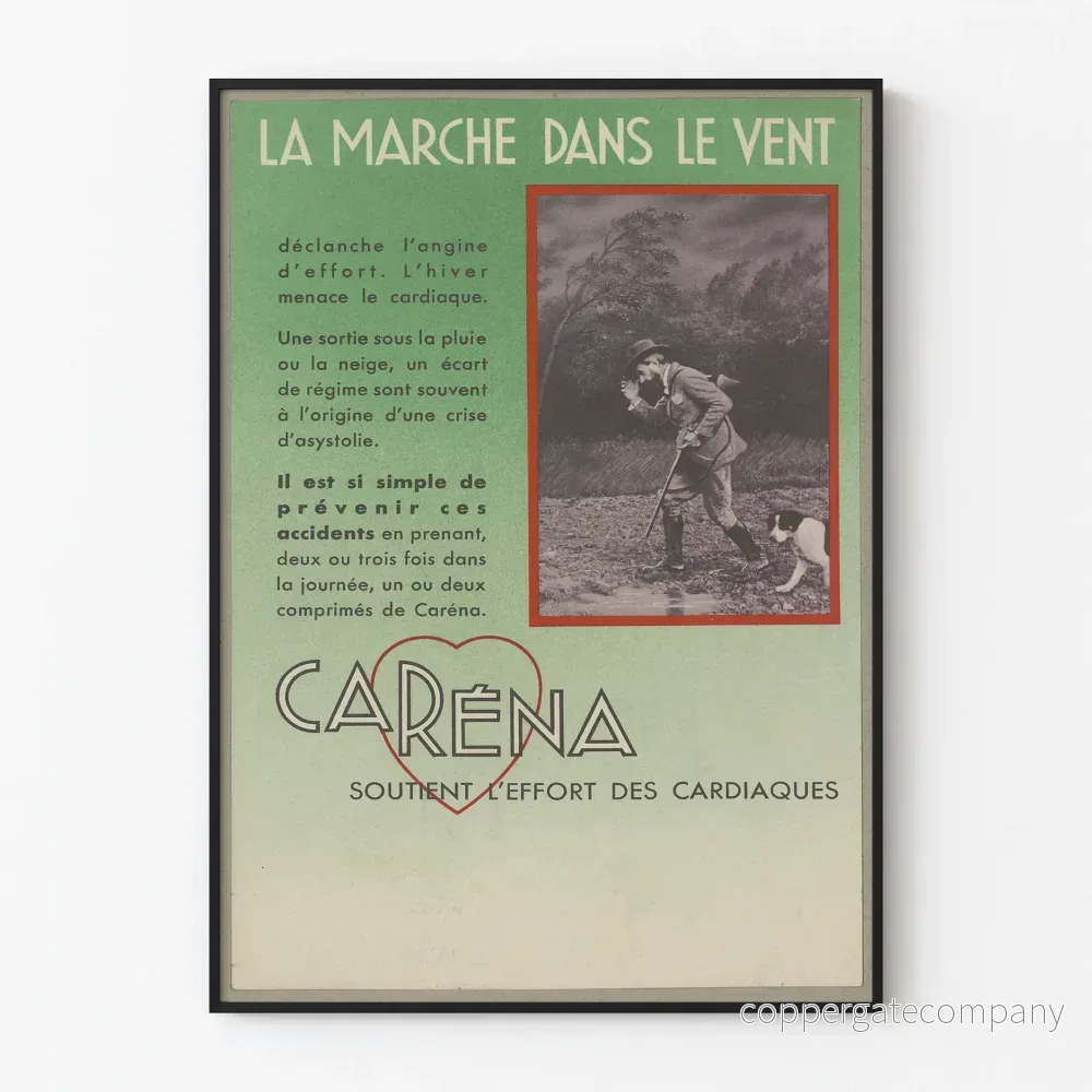 Vintageposter Caréna - Hjärtskydd och vinterförebyggande