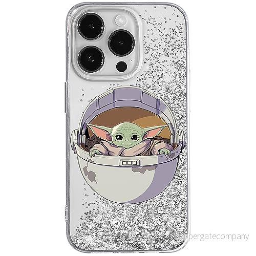ERT GROUP mobiltelefonfodral för Apple Iphone 14 PRO MAX originalt och officiellt licensierat Star Wars mönster Baby Yoda 026 anpassad till formen på mobiltelefonen, med glitter overflow effekt 5905511589240