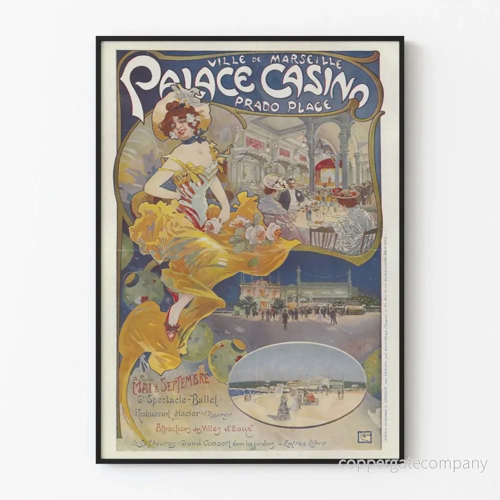 Vintageposter Marseille Palace Casino Prado Dekorativt</s>