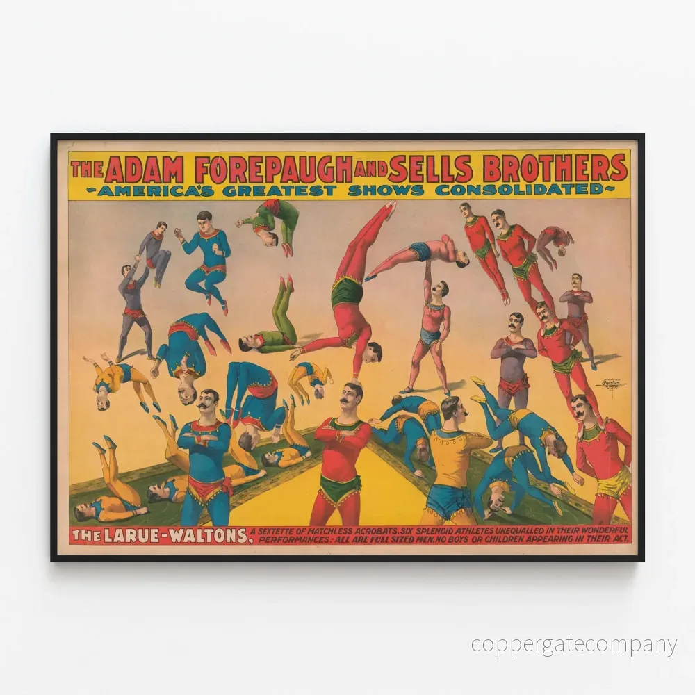 Vintageposter med akrobater LaRue-Waltons - Väggdekoration cirkus
