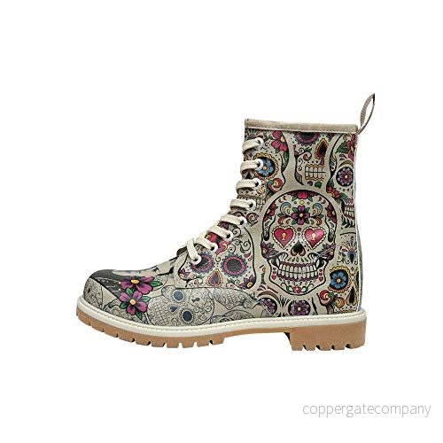 DOGO Kvinnors Veganska Läder Beige Långa Stövlar Remembrance Of Frida Kahlo mönster, Grå, 40 EU 8680544219926