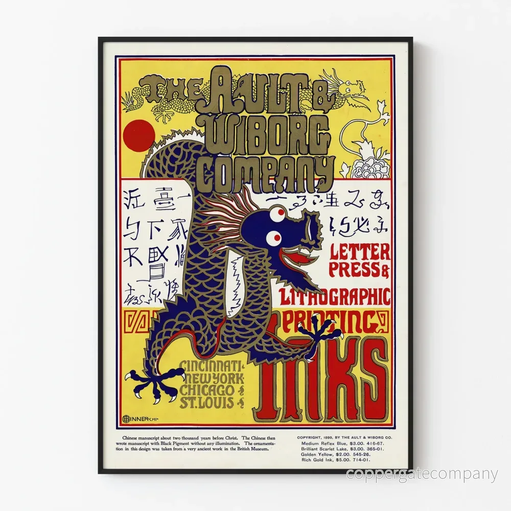 Vintageposter från Ault & Wiborg Company – Typografisk och litografisk tryckning