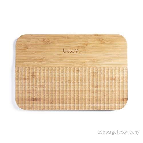 Trebonn Wave Chop & Slide, Bambu skärbräda med Guide Kanal Skörd Mat, halkfri botten (30 x 20 cm) 8056860330056