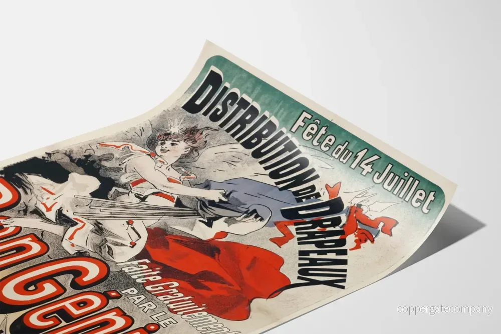 Vintageposter med flaggdistribution för 14 juli-festen, Gott Nytt År - Bild 3