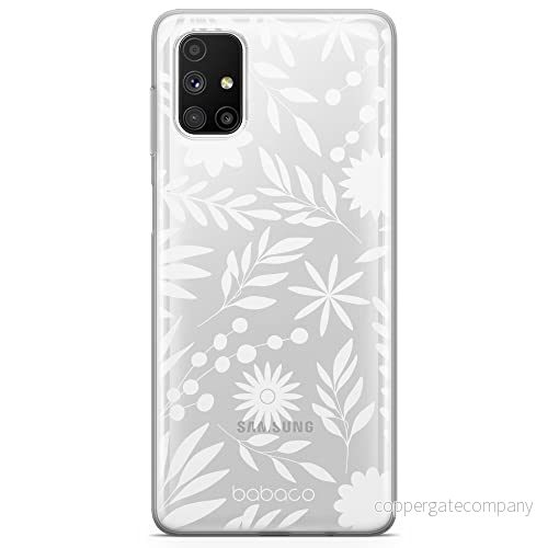 ERT GROUP mobiltelefonfodral för Samsung M51 originalt och officiellt licensierat Babaco mönster Flowers 023 Vit optimalt anpassad till formen på mobiltelefonen, gedeeltelijk transparant 5904805806056