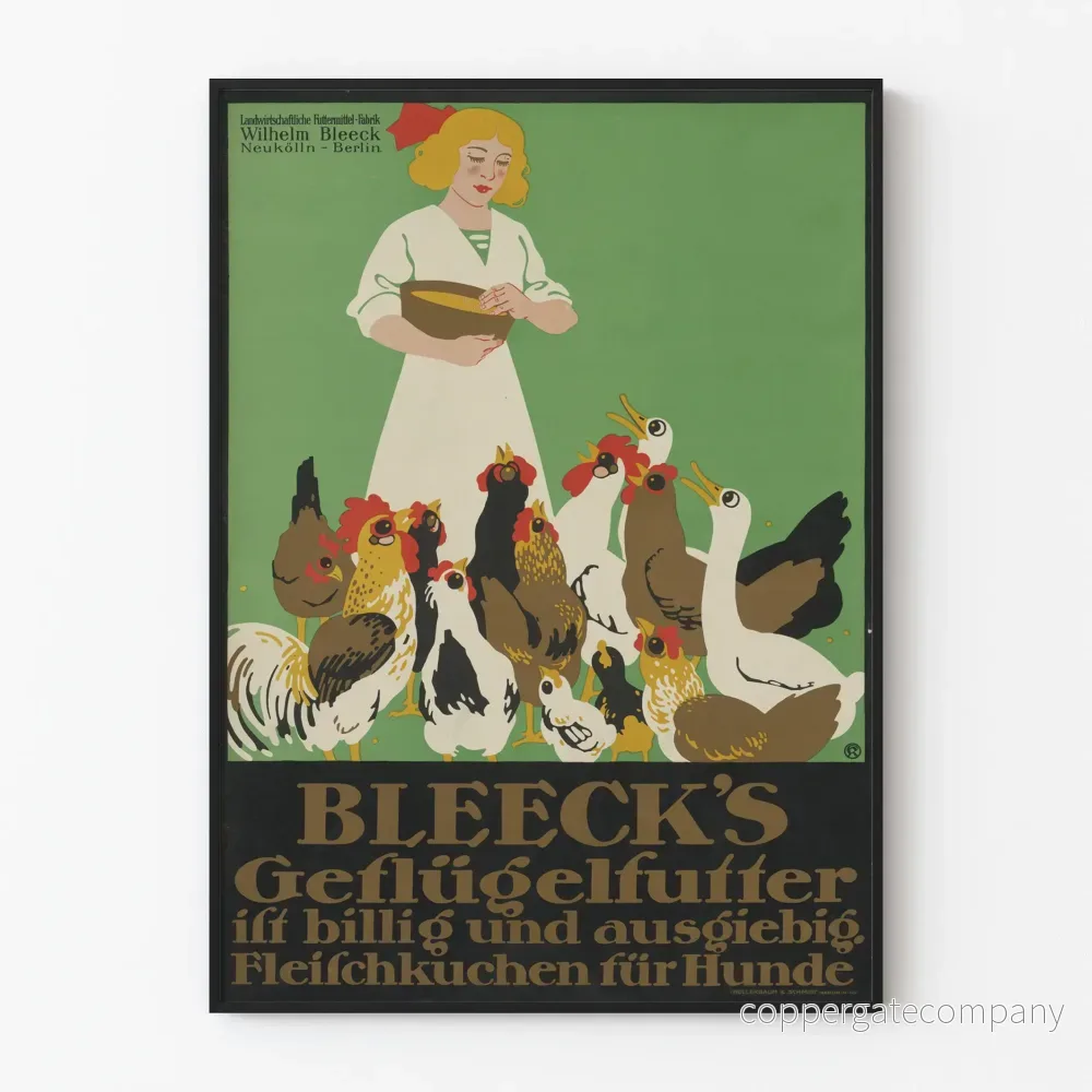 Vintage reklamposter Bleeck's Geflügelfoder för väggdekoration