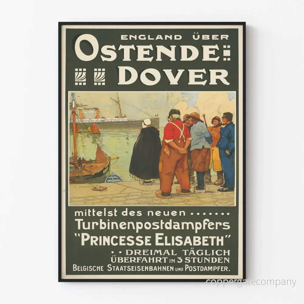 Vintageposter av färjan Ostende-Dover Princesse Elisabeth