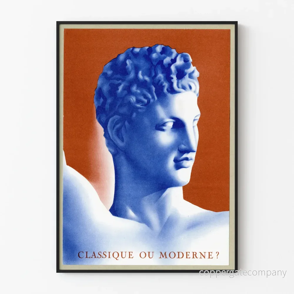 Väggdekorposter med klassisk och modern skulpterad huvuddesign