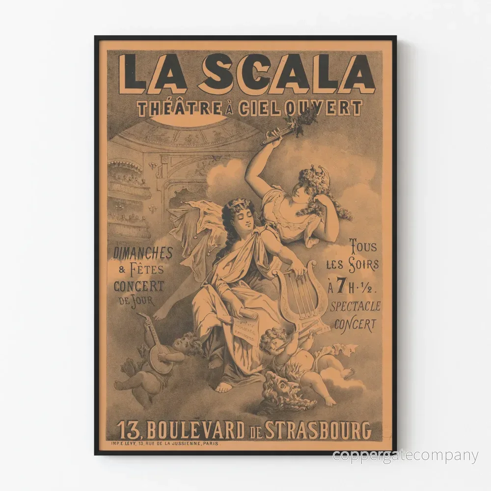 Vintageaffisch för La Scala-teatern utomhus