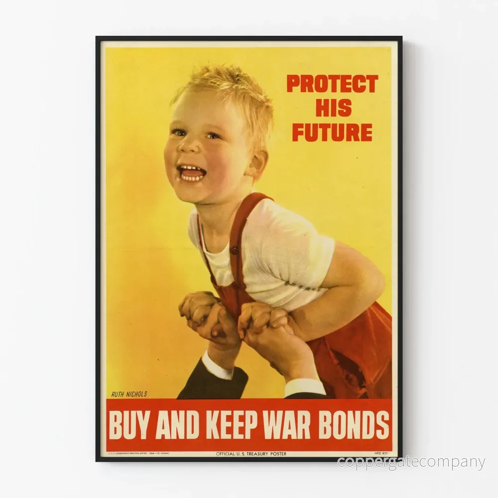 Vintageposter 'Skydda hans framtid' - Köp och bevara krigsobligationer