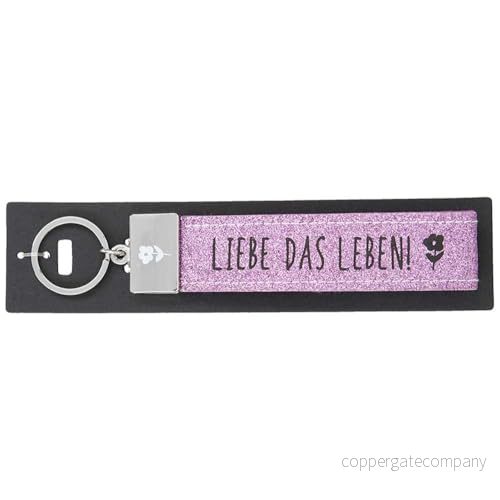 Depesche 4298 083 slinga nyckelring av filt, med graverad metallfinish och ikoniska tryck, älskar livet, rosa, ca 18,7 x 4,4 1 cm 4010070336080
