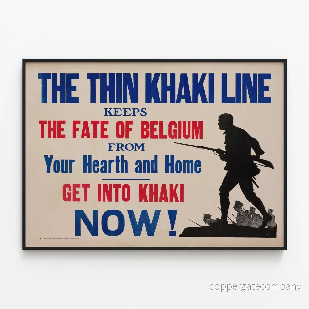 Vintage militär poster The Thin Khaki Line Vintage militär poster The Thin Khaki Line