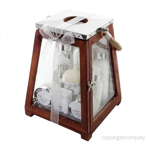 Accentra bath set presentförpackning för damer, 8 wellness och välbefinnandeprodukter i den lugnande doften White Tea & ett ljus förpackade en stor trälykta 4015953569326 Accentra bath set presentförpackning för damer, 8 wellness och välbefinnandeprodukter i den lugnande doften White Tea & ett ljus förpackade en stor trälykta 4015953569326