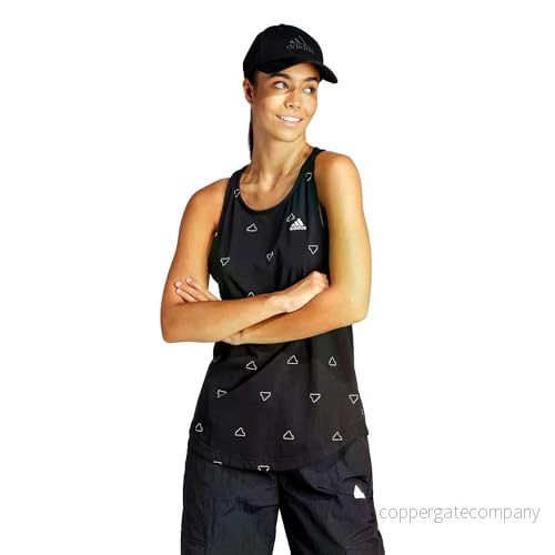adidas Kvinnor Essentials Monogram Loose Graphic Tank Top, black, S 4066766883352